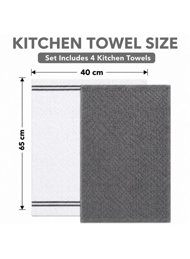 Bliss Casa Kitchen Towel Set (4 Pack, 40x65 cm) - Cotton Dish Towels, Durable Cleaning Cloths, Highly Absorbent Durable Multipurpose Bar Towels & Dish Cloths