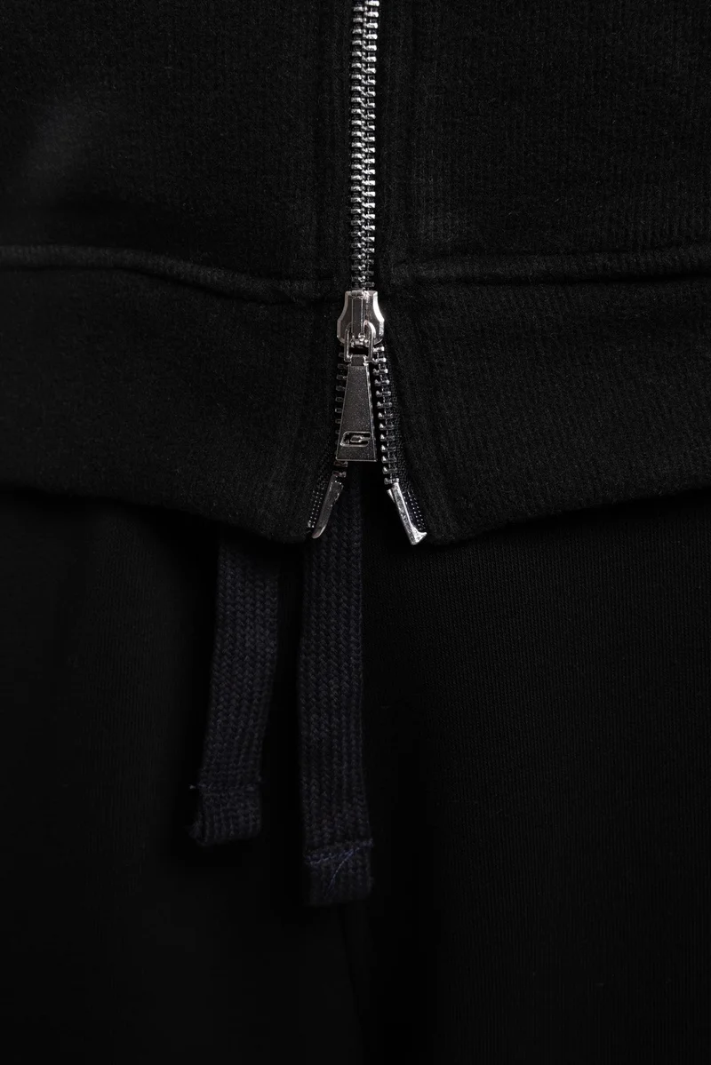Catch Double-Sided Zip Hooded Knit Sweatshirt