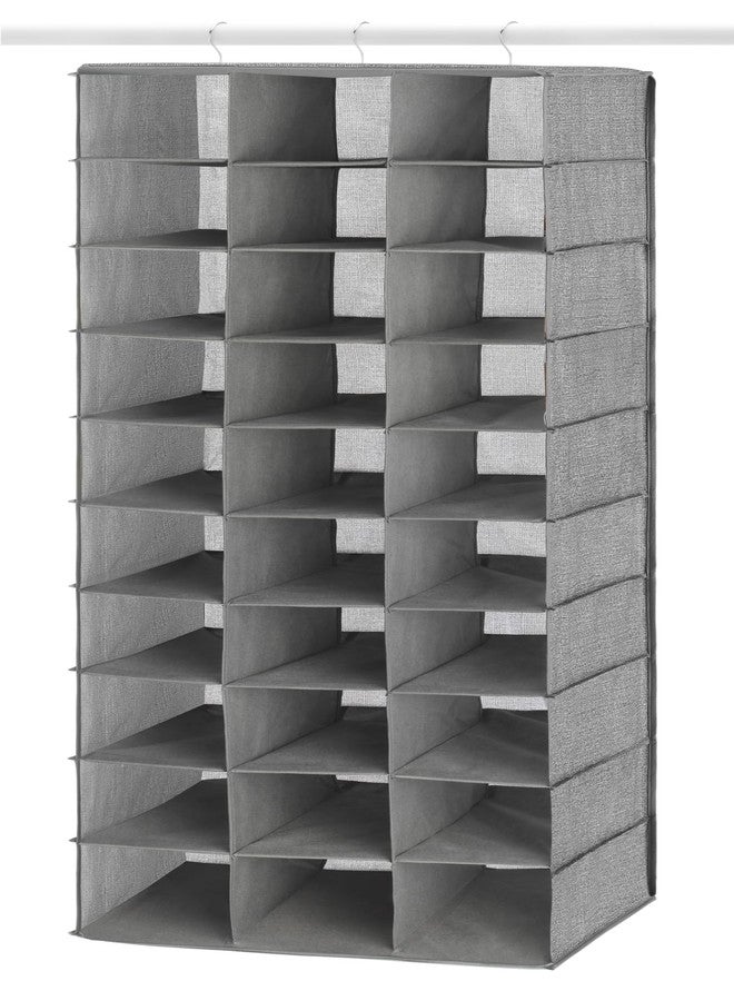 Whitmor 30 Sections Hanging Clothes Closet Organizer, Space Saving Breathable Fabric Shoe Storage for Bedroom, Laundry, Dorm, Crosshatch Gray - Image 5