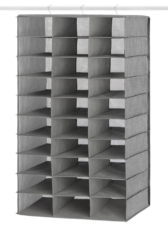 Whitmor 30 Sections Hanging Clothes Closet Organizer, Space Saving Breathable Fabric Shoe Storage for Bedroom, Laundry, Dorm, Crosshatch Gray - Image 3