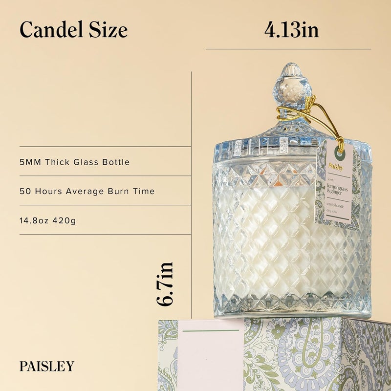 Hidden Label شموع معطرة بالليمون الحامض والزنجبيل مع فتيل خشبي كبير وملصق مخفي، شمعة من شمع الصويا لتعطير المنزل، وقت احتراق طويل وشمعة في وعاء زجاجي كبير، هدية شمعة فاخرة للنساء والرجال، 14.8 أونصة. - Image 5