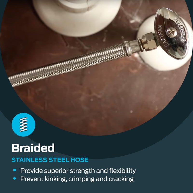 Eastman 10 foot Dishwasher Supply Line, 3/8 Inch Compression x 3/4 Inch FHT Elbow, Braided Stainless Steel Dishwasher Connectors, 41015 - Image 4