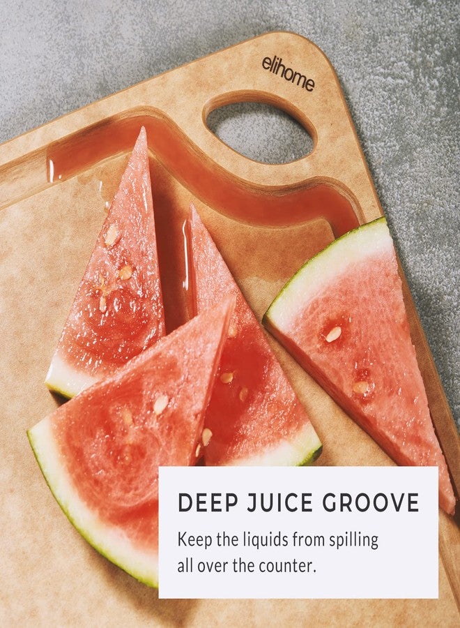 Elihome Classic Series 3-in-1 Cutting Board Set for Kitchen, Natural Wood Fiber Composite, Dishwasher Safe, Eco-Friendly, Juice Grooves with Easy Grip Handles,Non Porous, BPA Free, Made in USA - Image 3