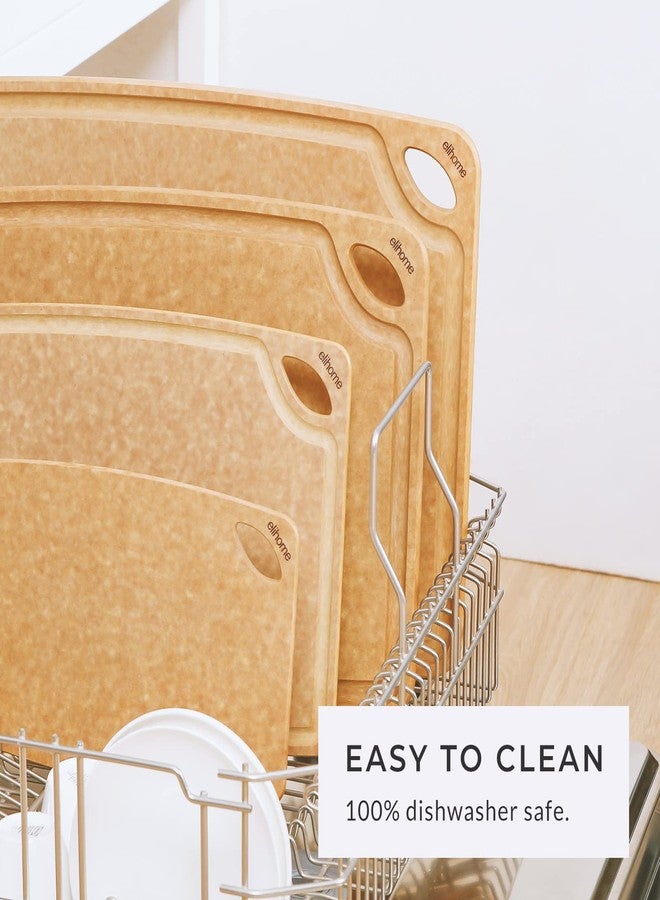 Elihome Classic Series 3-in-1 Cutting Board Set for Kitchen, Natural Wood Fiber Composite, Dishwasher Safe, Eco-Friendly, Juice Grooves with Easy Grip Handles,Non Porous, BPA Free, Made in USA - Image 5