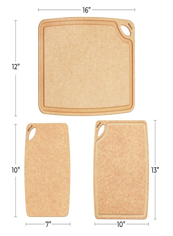 Elihome Classic Series 3-in-1 Cutting Board Set for Kitchen, Natural Wood Fiber Composite, Dishwasher Safe, Eco-Friendly, Juice Grooves with Easy Grip Handles,Non Porous, BPA Free, Made in USA - Image 2