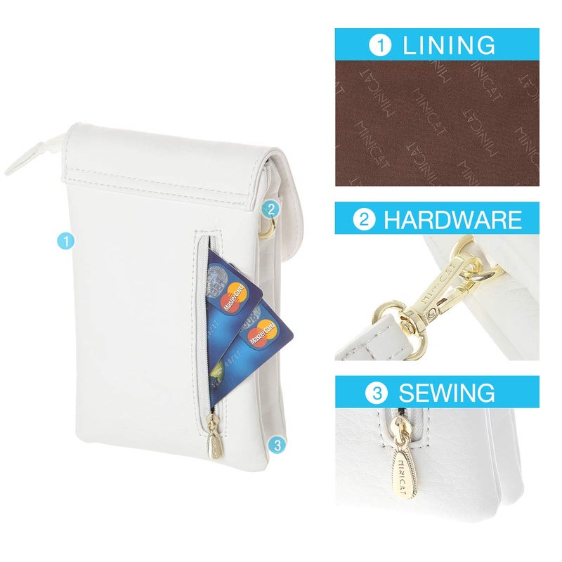 MINICAT Small Crossbody Bags for Women Cell Phone Bag Vegan Leather Cross Body Purse Wallet Purses(White) - Image 4