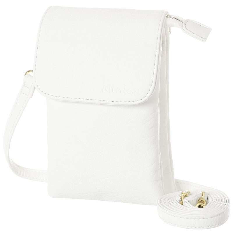 MINICAT Small Crossbody Bags for Women Cell Phone Bag Vegan Leather Cross Body Purse Wallet Purses(White) - Image 1