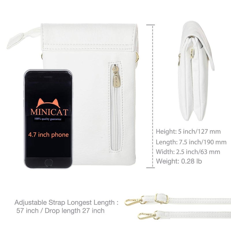MINICAT Small Crossbody Bags for Women Cell Phone Bag Vegan Leather Cross Body Purse Wallet Purses(White) - Image 3