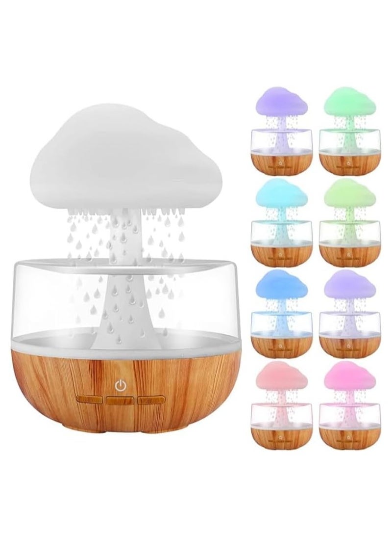 Rain Cloud Aromatherapy Humidifier with Essential Oil Diffuser | 380ML Cool Mist Ultrasonic Humidifier with 7-Color LED Night Light | 3 Adjustable Mist Levels, Water Drop Sound & Cold Fog | Ideal for Sleep, Bedroom, Yoga, Home & Office Use (Multicolor)