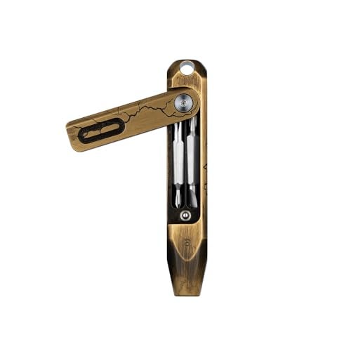 OKNIFE Otacle D1 Cracked Brass Small EDC Multi Bit Pocket Screwdriver, 8 in 1 Mini Precision Screwdriver Set, S2 Steel Magnetic Bits for Work or Daily Use - Image 5