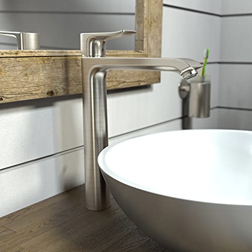 hansgrohe Metris Modern Upgrade Easy Install 1-Handle 1 5-inch Tall Bathroom Sink Faucet in Brushed Nickel, 31082821 - Image 2
