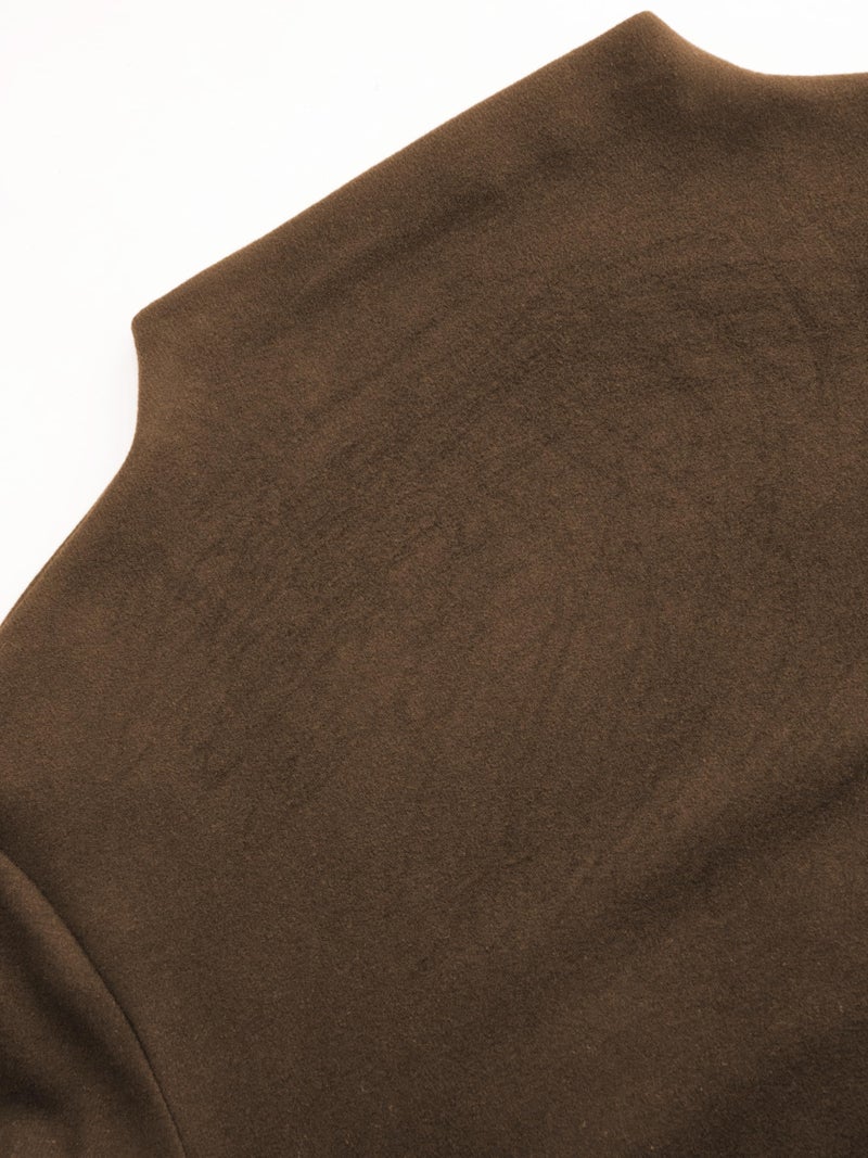 CIDER Mock Neck Tops for Women Thermal Shirts Long Sleeve Ruched Going Out Tops Basic Tee Slim Fit Fall Top: Brown, XL - Image 3