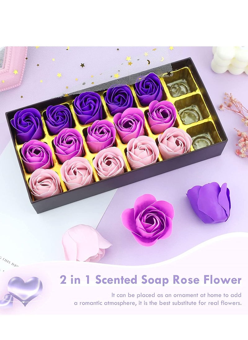 Generic Rose Petal Bath Soap Set with Floral Scent, 18 PCS Purple Plant Essential Oil Guest Soaps - Perfect Gift Ideas for Women, Teens, Girls  Moms on Birthdays  - Image 2