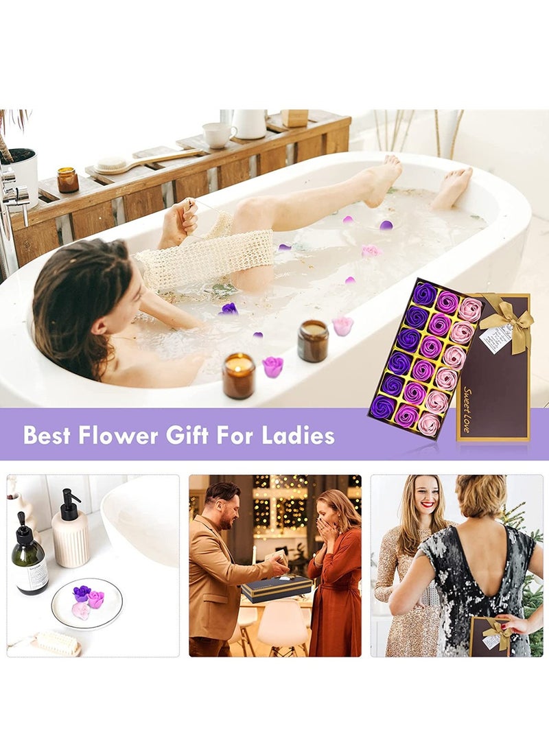 Generic Rose Petal Bath Soap Set with Floral Scent, 18 PCS Purple Plant Essential Oil Guest Soaps - Perfect Gift Ideas for Women, Teens, Girls  Moms on Birthdays  - Image 4