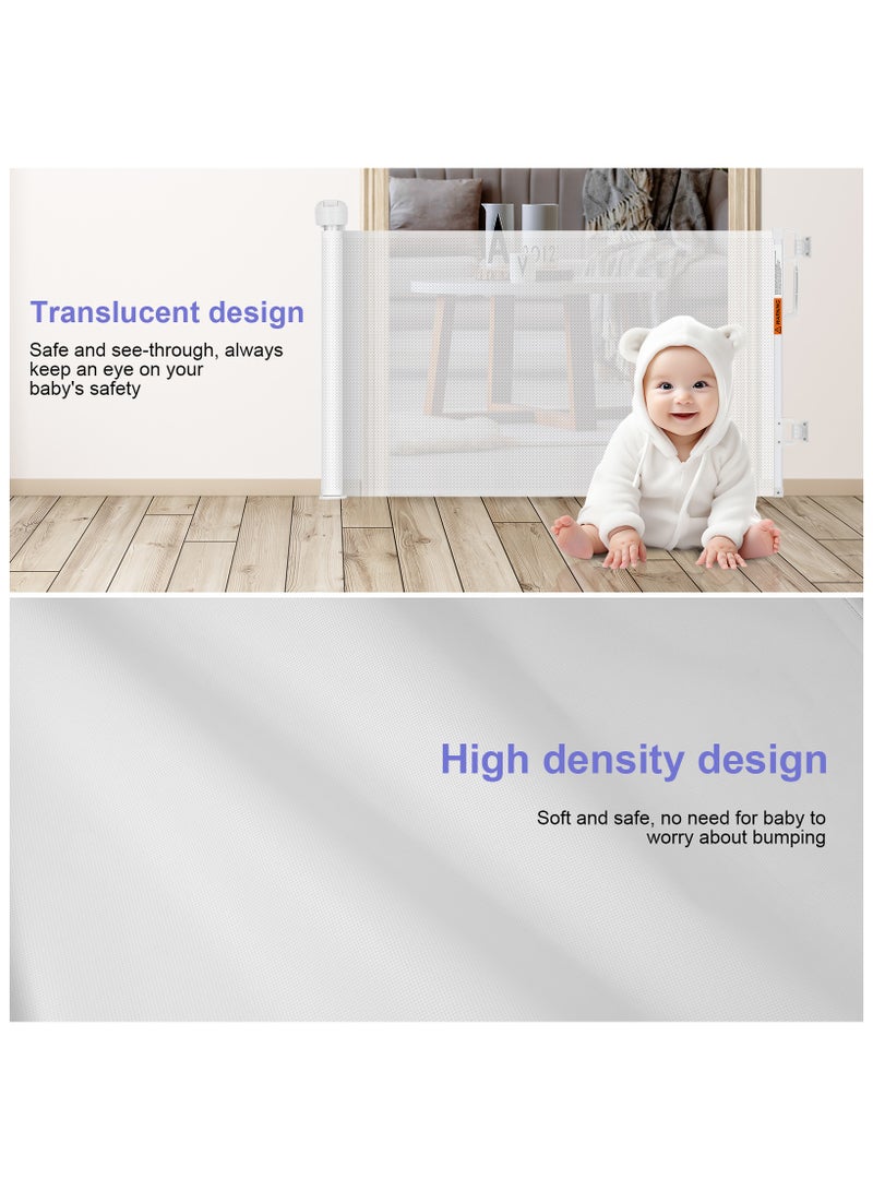 DEWINNER Retractable Baby Gate, Extra-Wide Safety Gate for Babies and Pets, Punching Installation, Adjustable Kids Safety Barrier for Kitchen, Stairs, Indoor & Outdoor (White, 33x59Inch)  - Image 5