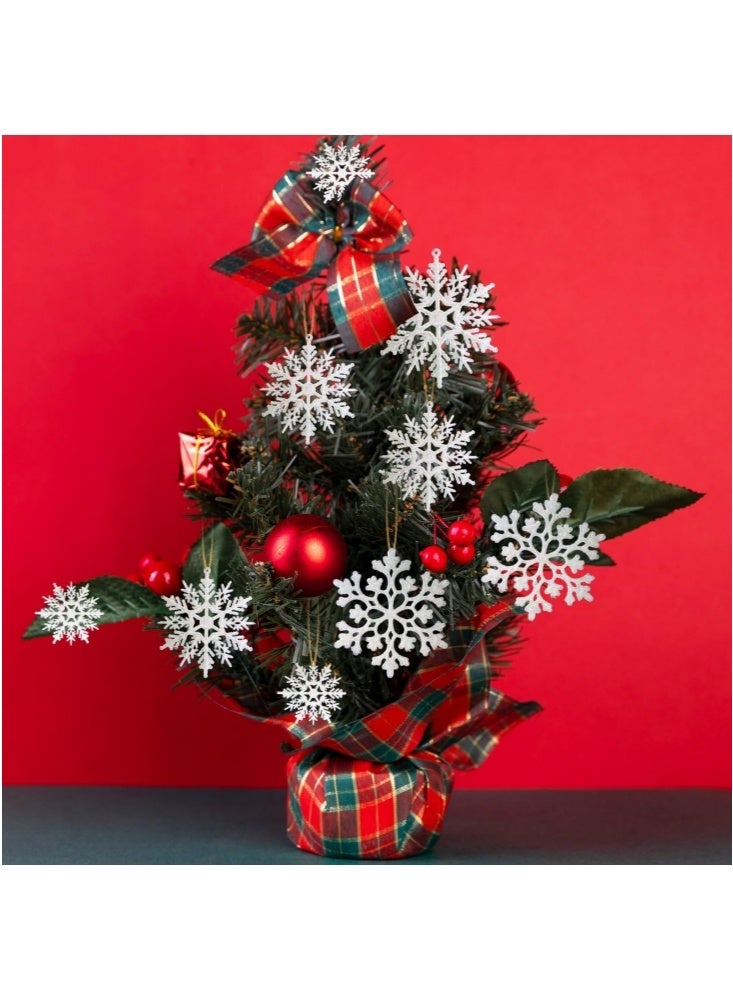 جيجيرو 36 قطعة من زينة رقاقات الثلج البيضاء لعيد الميلاد، زينة بلاستيكية لامعة على شكل رقاقات ثلج لتزيين شجرة عيد الميلاد الشتوية، مقاسات متنوعة، رقاقات ثلج حرفية - Image 3