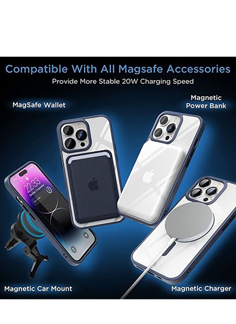 Generic - IPhone 14 Pro Max (6.7 Inch) MagSafe Case With Colored Sides - Clear / Blue - Image 1