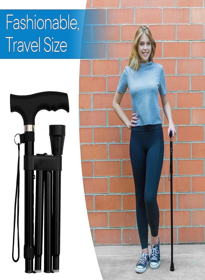 SMIC Folding Cane - Foldable Walking Cane for Men, Women - Fold-up, Collapsible, Lightweight, Adjustable, Portable Hand Walking Stick - Balancing Mobility Aid - Sleek, Comfortable T Handles (Black) - Image 5