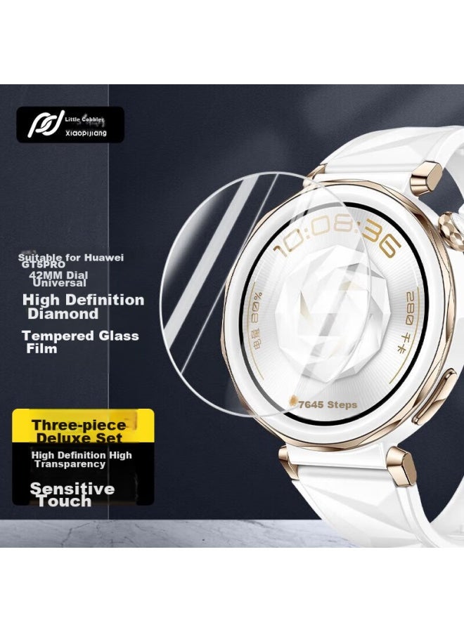 Tinker Xiaopijiang [3-Pack] Tempered Glass Screen Protector For Huawei Watch Gt5 Pro, Watch Gt5 Pro Protective Film, High-Definition Full-Screen Coverage, Shatterproof Glass Film For Women, 42Mm Watch Face - Image 1