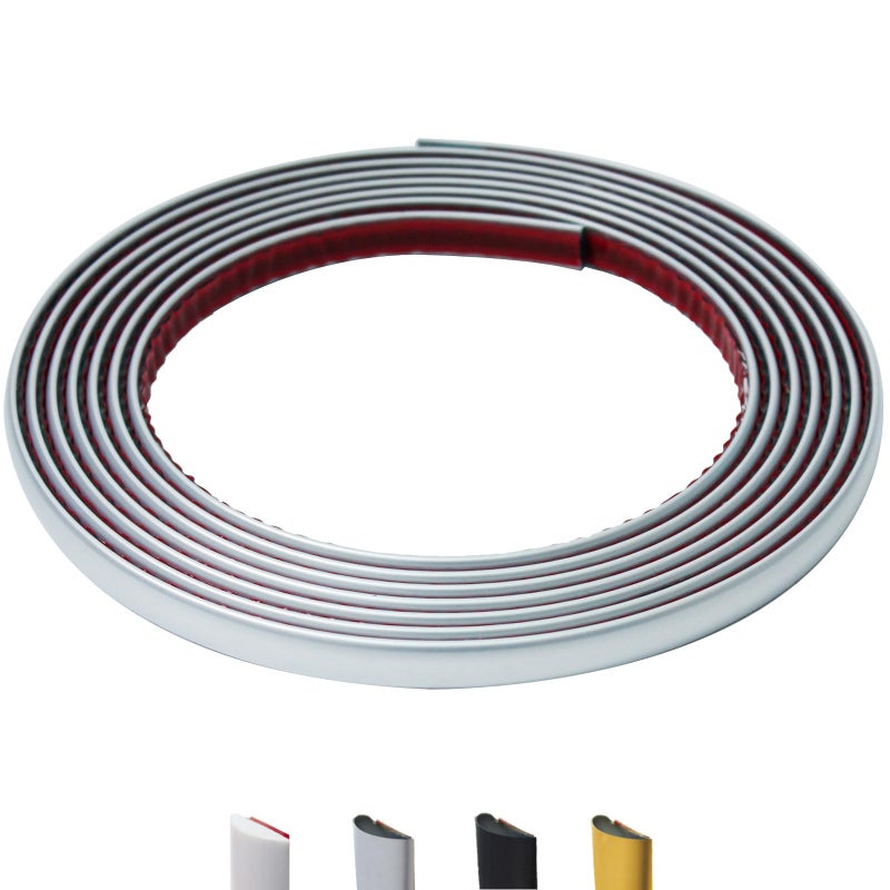 JSIWOTH 98 Ft Peel and Stick Wall Molding Trim DShape Flexible Molding Trim Silver for Backsplash Mirror Wall Window Door Frames Waterproof Self Adhesive TrimW04 T01