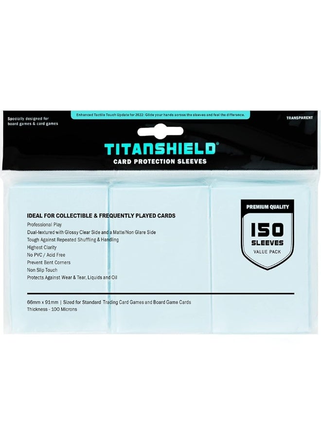 TitanShield Premium Clear Card Sleeves Compatible with Standard Sized Board Games, MTG Magic The Gathering, Pokemon, Lorcana and Trading Cards 2.5" x 3.5" 66x91mm (150 Sleeves) - Image 2