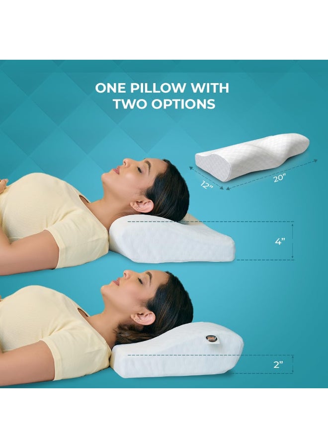 CareFoam Memory Foam Pillow, Contour Cervical Pillow for Neck & Shoulder Pain - Orthopedic Pillow, Neck Cervical Sleeping Pillows for Side & Back Sleepers White Jacquard Cover-Standard (Pack of 2) - Image 3