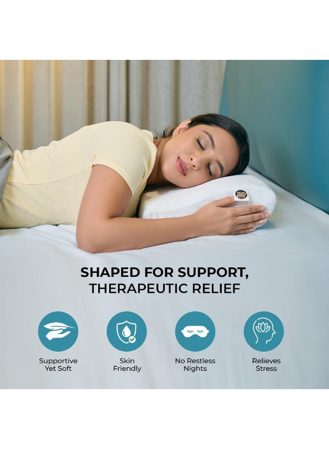 CareFoam Memory Foam Pillow, Contour Cervical Pillow for Neck & Shoulder Pain - Orthopedic Pillow, Neck Cervical Sleeping Pillows for Side & Back Sleepers White Jacquard Cover-Standard (Pack of 2) - Image 4
