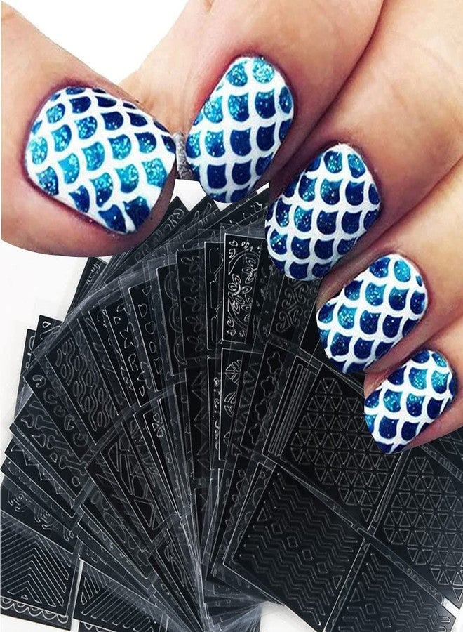 ASVNRES MONIKA Nail Vinyls Art Stencil Set, 144 Pieces 72 Designs French Tip Guides, Holographic Acrylic Hollow Stickers DIY Manicure Decor Supplies (24Large Sheets), Assorted, 24 Count (Pack of 1) - Image 1