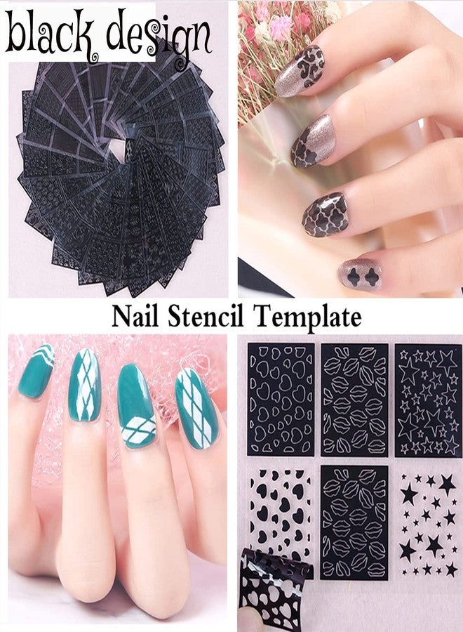 ASVNRES MONIKA Nail Vinyls Art Stencil Set, 144 Pieces 72 Designs French Tip Guides, Holographic Acrylic Hollow Stickers DIY Manicure Decor Supplies (24Large Sheets), Assorted, 24 Count (Pack of 1) - Image 3