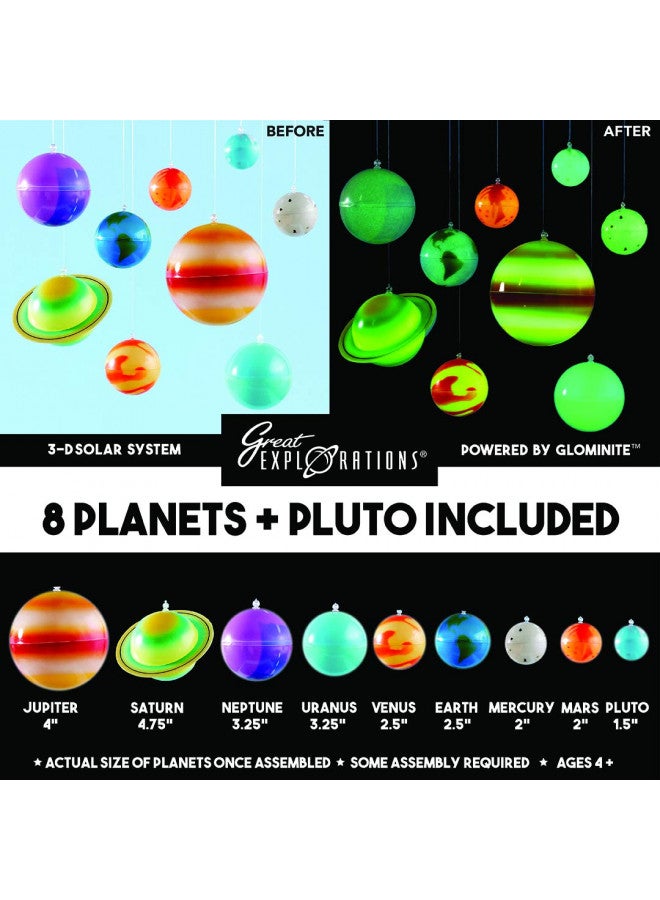 University Games Great Explorations | 3-D Solar System Glow In The Dark Ceiling Hanging Kit 3D Planets and Star Stickers Create the Milky Way Teach Science STEM, (UG-19862) - Image 2