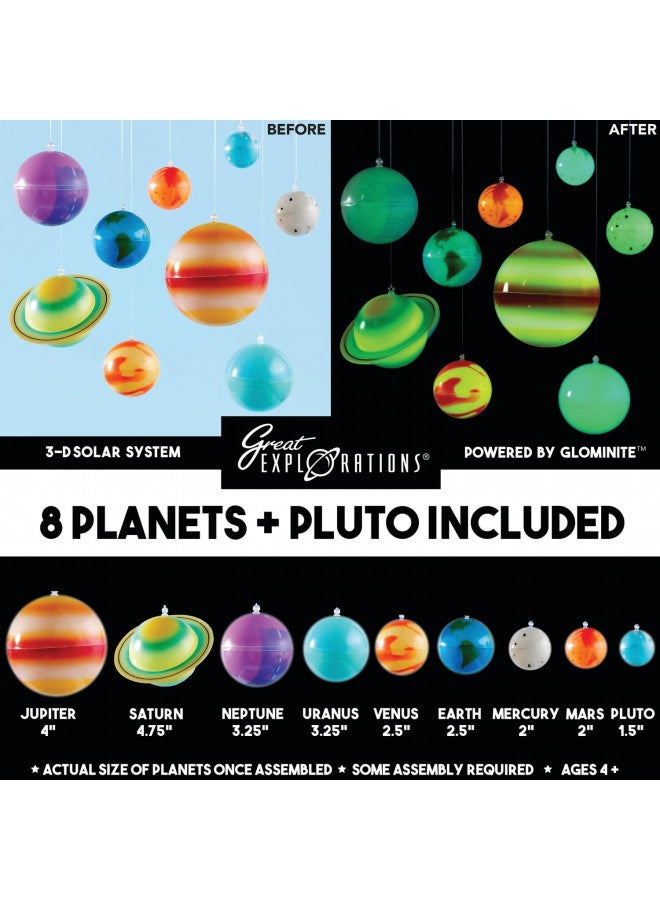 University Games Great Explorations | 3-D Solar System Glow In The Dark Ceiling Hanging Kit 3D Planets and Star Stickers Create the Milky Way Teach Science STEM, (UG-19862) - Image 4
