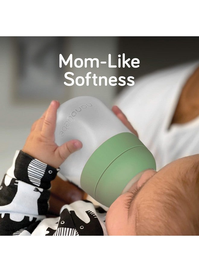 NANOBÉBÉ Nanobebe Silicone Baby Bottle Flexy Set with Anti-Colic Nipples, Bottle Brush and Pacifiers - 5oz and 9oz - Sage - Image 2
