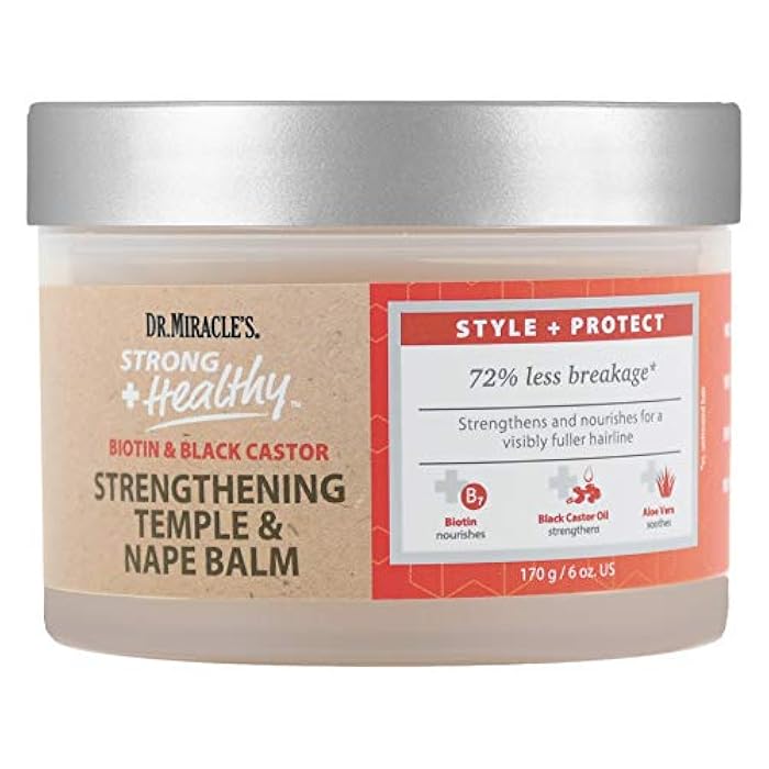 Dr. Miracle's Strong & Healthy Temple & Nape Balm. Contains Aloe Vera and Black Castor Oil for length retention and growth 6oz - Image 1