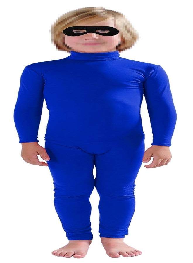 Full Bodysuit بدلة رقص كاملة للأطفال بدون قفازات وجوارب، لون موحد، مصنوعة من الإسباندكس (مقاس صغير، أزرق) - Image 1