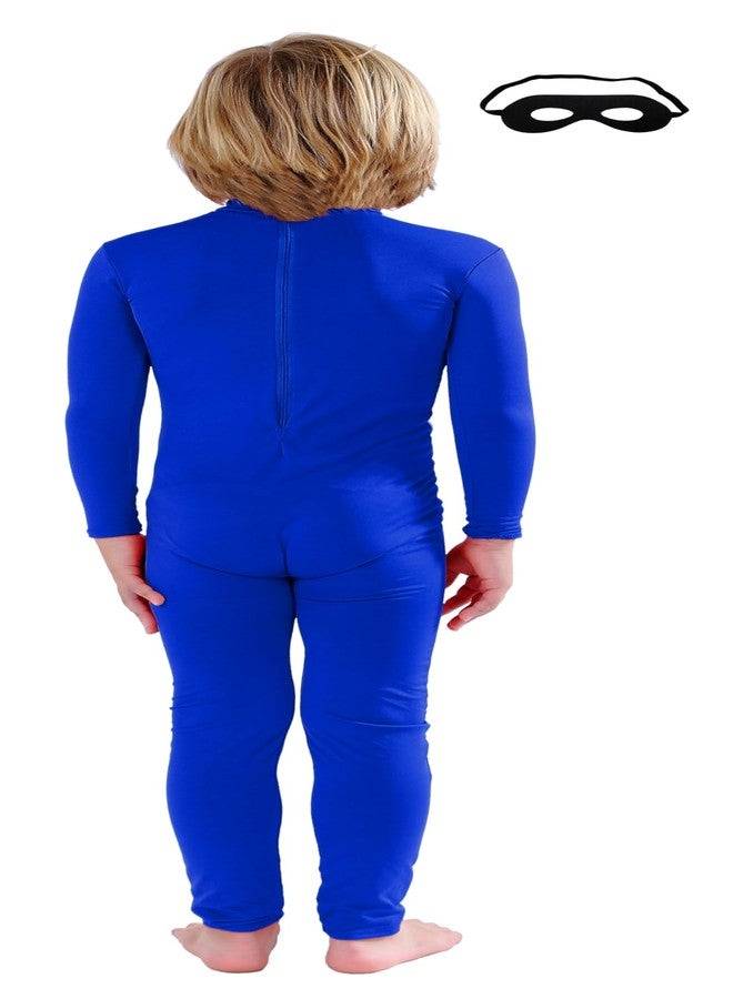 Full Bodysuit بدلة رقص كاملة للأطفال بدون قفازات وجوارب، لون موحد، مصنوعة من الإسباندكس (مقاس صغير، أزرق) - Image 2