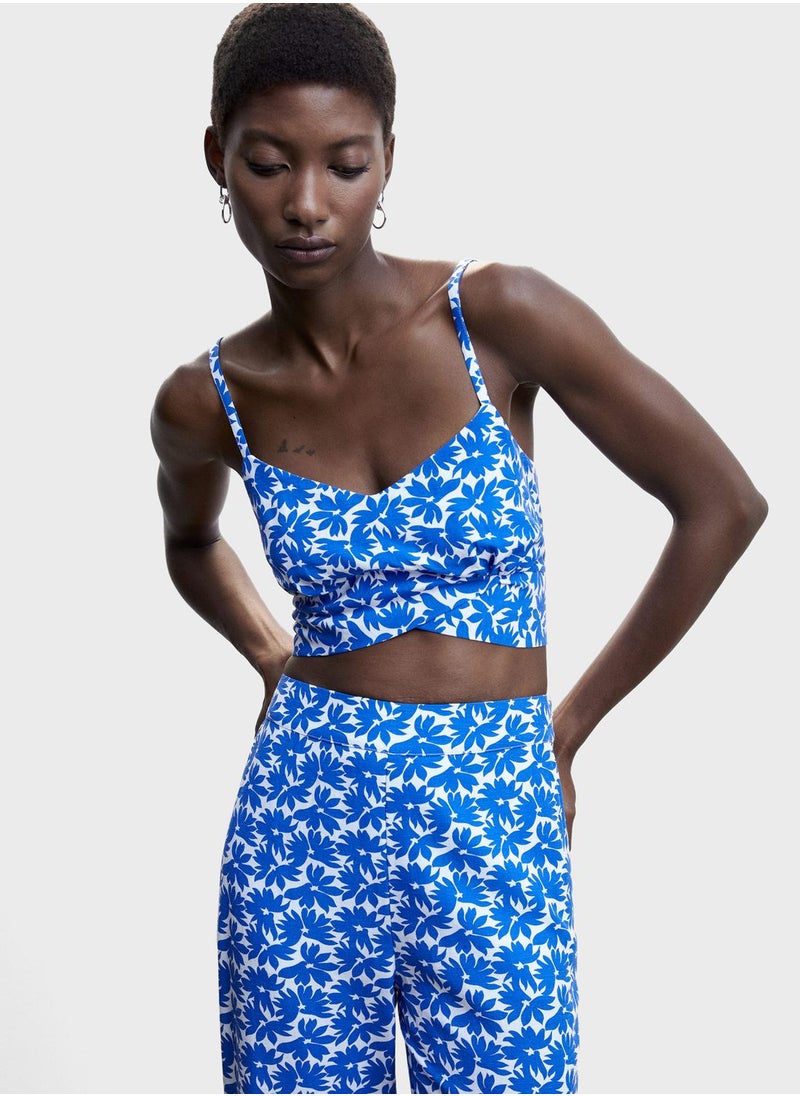MANGO - Floral Print Wide Leg Pants - Image 1