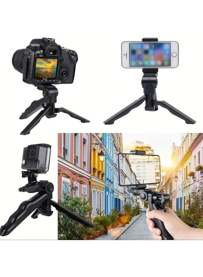 Heavy Duty Anti Shake Tripod Mount With 360 Degree Swivel Base Adjustable Clamp For Smartphone Camera Live Streaming Photography Vlogging Compact Design Black - Image 2