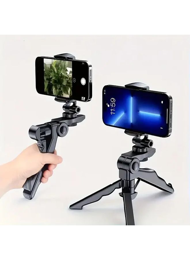 Heavy Duty Anti Shake Tripod Mount With 360 Degree Swivel Base Adjustable Clamp For Smartphone Camera Live Streaming Photography Vlogging Compact Design Black - Image 1