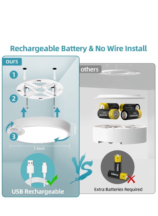 Motion Sensor Light, Rechargeable LED Ceiling Light, LED Closet Lights with USB Cable, Human Induction Auto Sleep Smart Sensor Light Indoor/Outdoor for Closet Stairs Porch Hallway Pantry Wall - Image 2