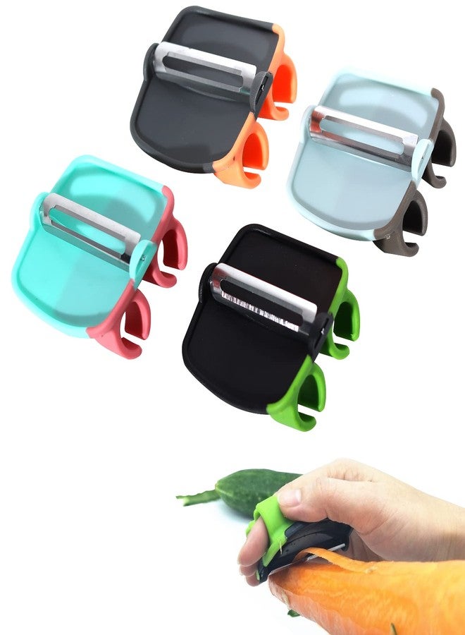 Consio 4Pcs Palm Fruit Peeler, Silicone Finger Grips Peeler, Finger Potato Peeler, Hand Vegetable Peeler with Comfortable Rubber Finger Grip for Pumpkin Carrot Cucumber Potato Peeling - Image 1