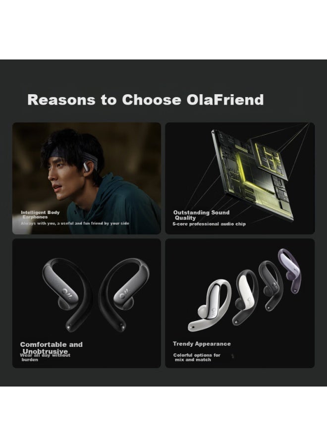 Ola Friend سماعات أذن ذكية أولا فريند بتصميم مفتوح - سماعات بلوتوث خفيفة الوزن للغاية مع عمر بطارية طويل - سماعات رياضية لاسلكية على شكل حبة الفاصولياء - Image 1