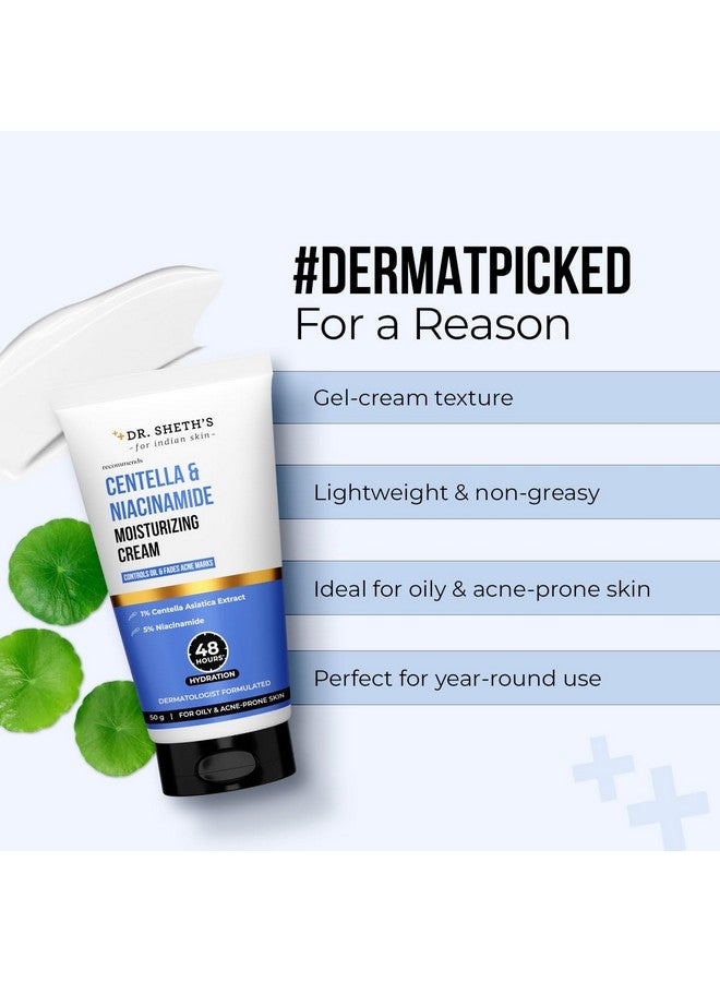 Dr. Sheth's Dr. Sheth’S Centella And Niacinamide Moisturizing Cream |For Oily & Acne Prone Skin | Fades Acne Marks & Controls Excess Oil | 48-Hour* Hydration| Lightweight, Fast Absorbing & Non-Sticky | 50G - Image 3