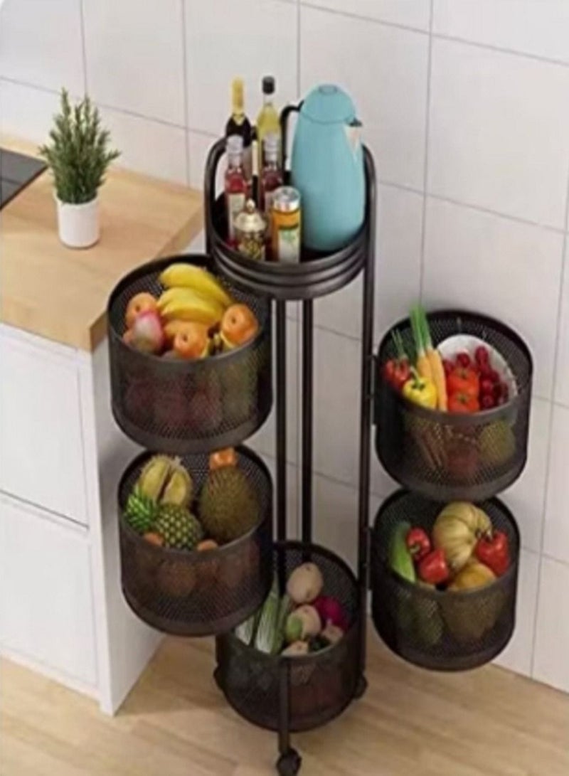 Turbo storage metal 360 degree rotation 4 layers with wheels