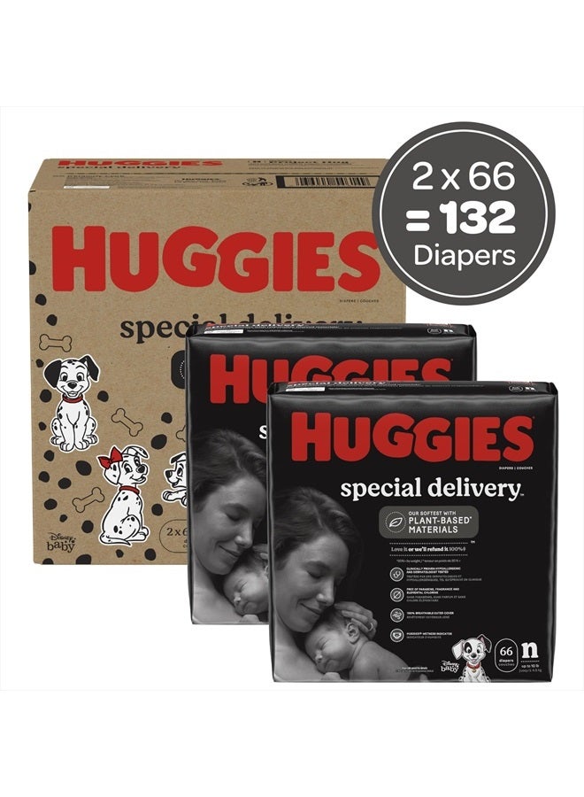 Huggies Special Delivery Hypoallergenic Baby Diapers Size Newborn (up to 10 lbs), 132 Ct, Fragrance Free, Safe for Sensitive Skin