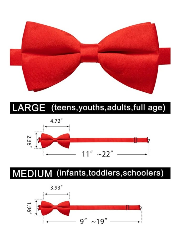 Pre-Tied Bow Tie Satin Solid Bowtie Adjustable Tuxedo Bowties for Men and Boys - Image 2