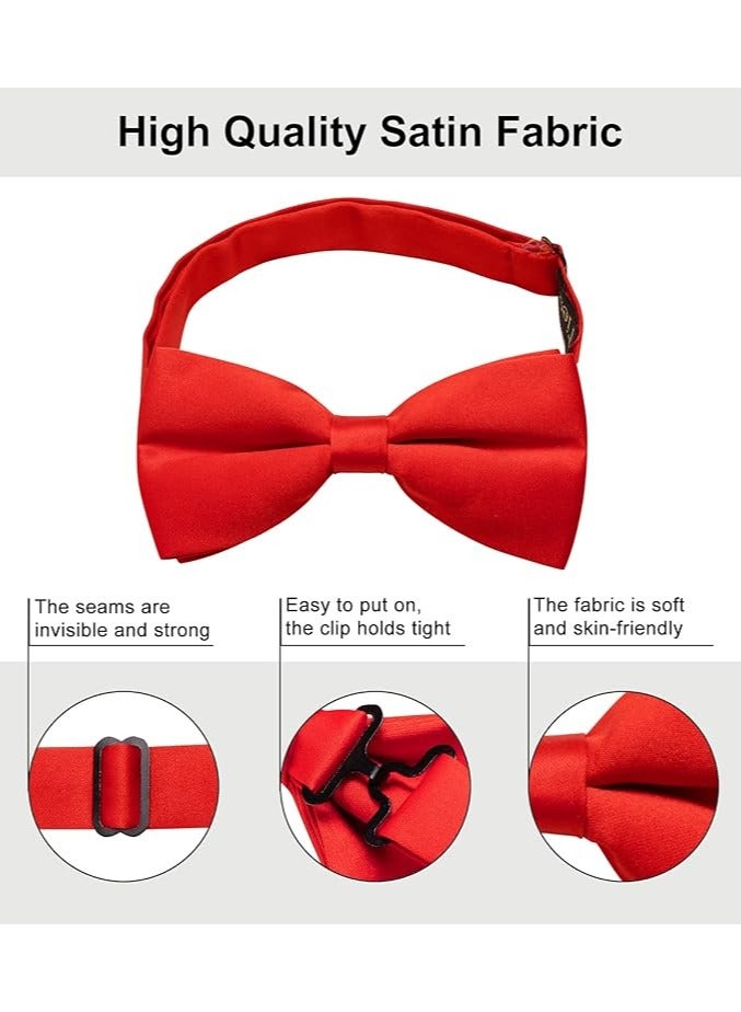Pre-Tied Bow Tie Satin Solid Bowtie Adjustable Tuxedo Bowties for Men and Boys - Image 3