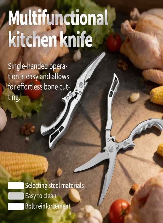 Senda Heavy Duty Stainless Steel Kitchen Scissors, Multi-functional Poultry Shears, Ultra Sharp Easy to Clean Meat Scissors for Chicken, Bone, Meat, Fish, Vegetables & Fruits (A) - Image 2