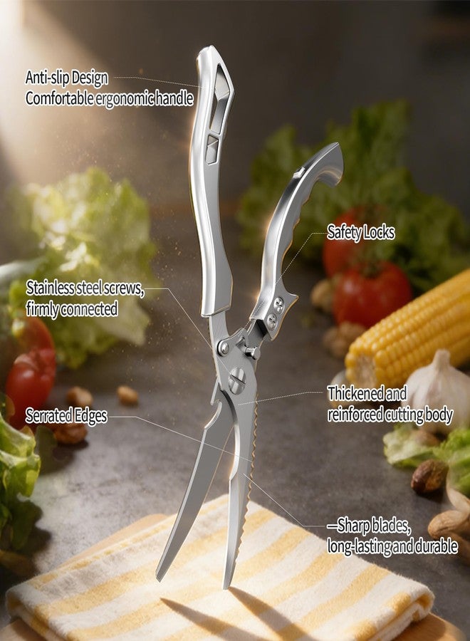Senda Heavy Duty Stainless Steel Kitchen Scissors, Multi-functional Poultry Shears, Ultra Sharp Easy to Clean Meat Scissors for Chicken, Bone, Meat, Fish, Vegetables & Fruits (A) - Image 3