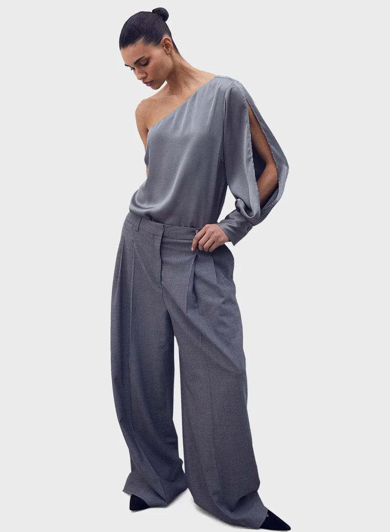 H&M Satin One-Shoulder Blouse