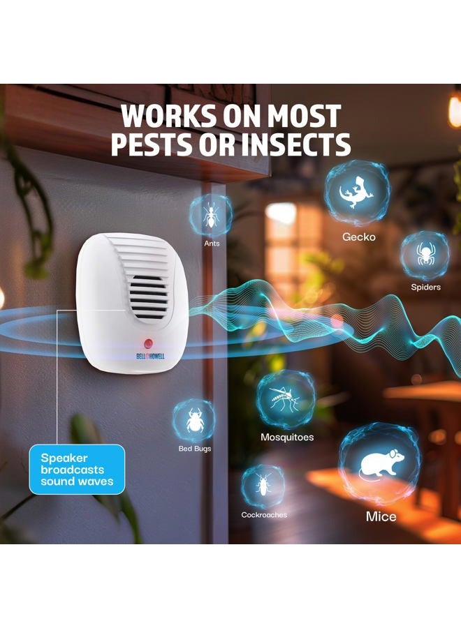 Bell Howell مجموعة طارد الحشرات بالموجات فوق الصوتية من بيل + هاول (عبوة من 4) ، طارد الحشرات بالموجات فوق الصوتية ، طارد الحشرات للمنزل ، غرفة النوم ، المكتب ، المطبخ ، المستودع ، الفندق - Image 4